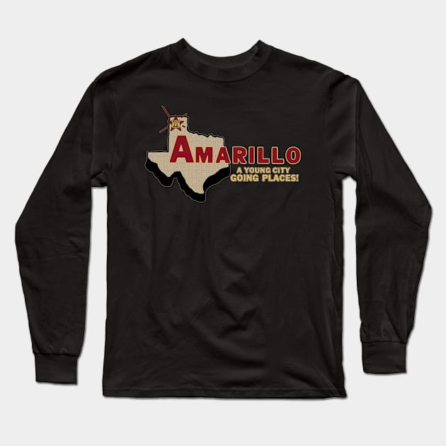 Vintage Amarillo Texas Long Sleeve T-Shirt by Kujo Vintage